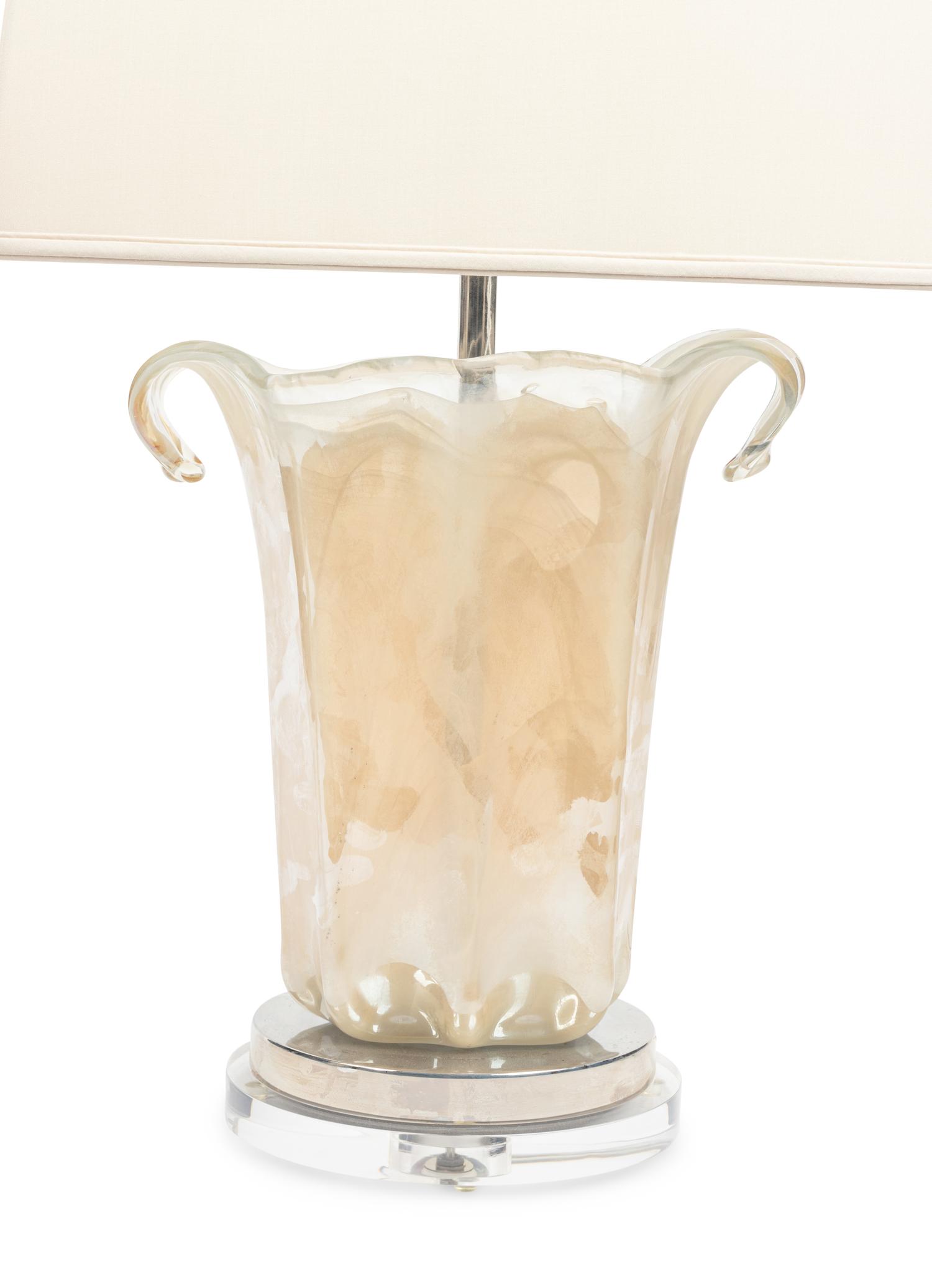 A Pair of Italian Glass Table Lamps