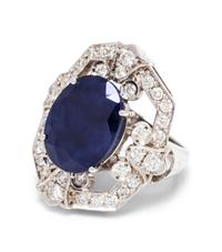 A 14 Karat White Gold, Sapphire and Diamond Ring,