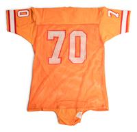 A Vintage 1970-80s Tampa Bay Buccaneers Game Issued "Creamsicle" Football Jersey and Group of Signed Autograph Items,