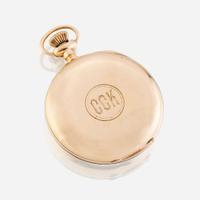 A fourteen karat gold open face pocket watch, Waltham, retailed by J.E. Caldwell