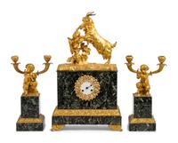 An Assembled Louis Philippe Marble and Gilt Bronze Figural Garniture