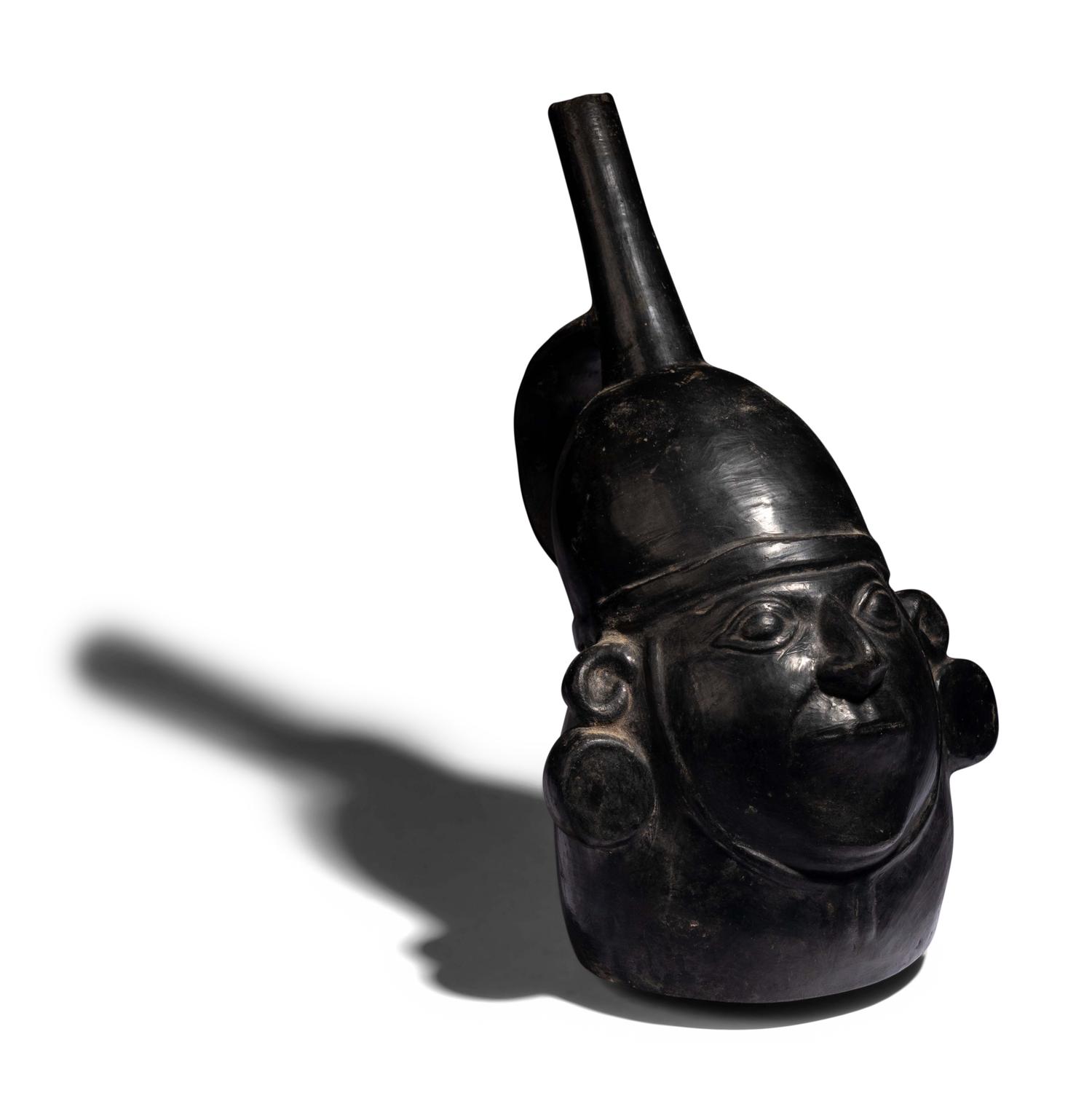 A Chimu Blackware Portrait Vessel
