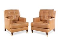 A Pair of Custom Leather-Upholstered Lounge Chairs