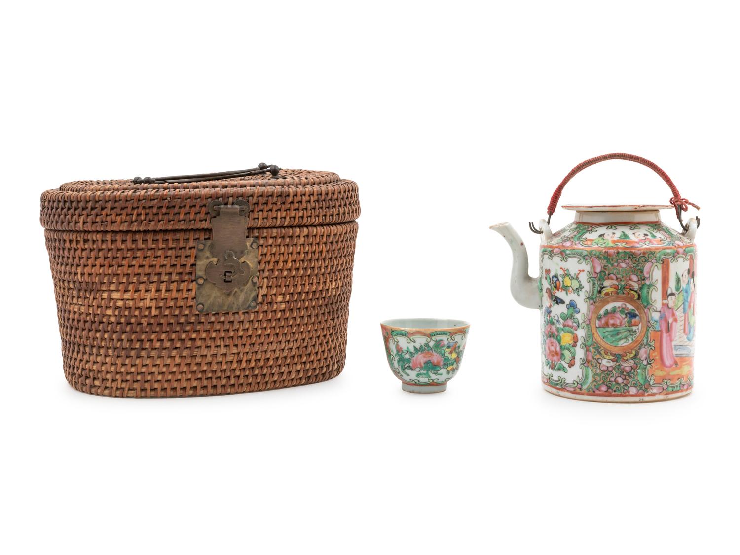 Four Chinese Export Canton Famille Rose Porcelain Wares