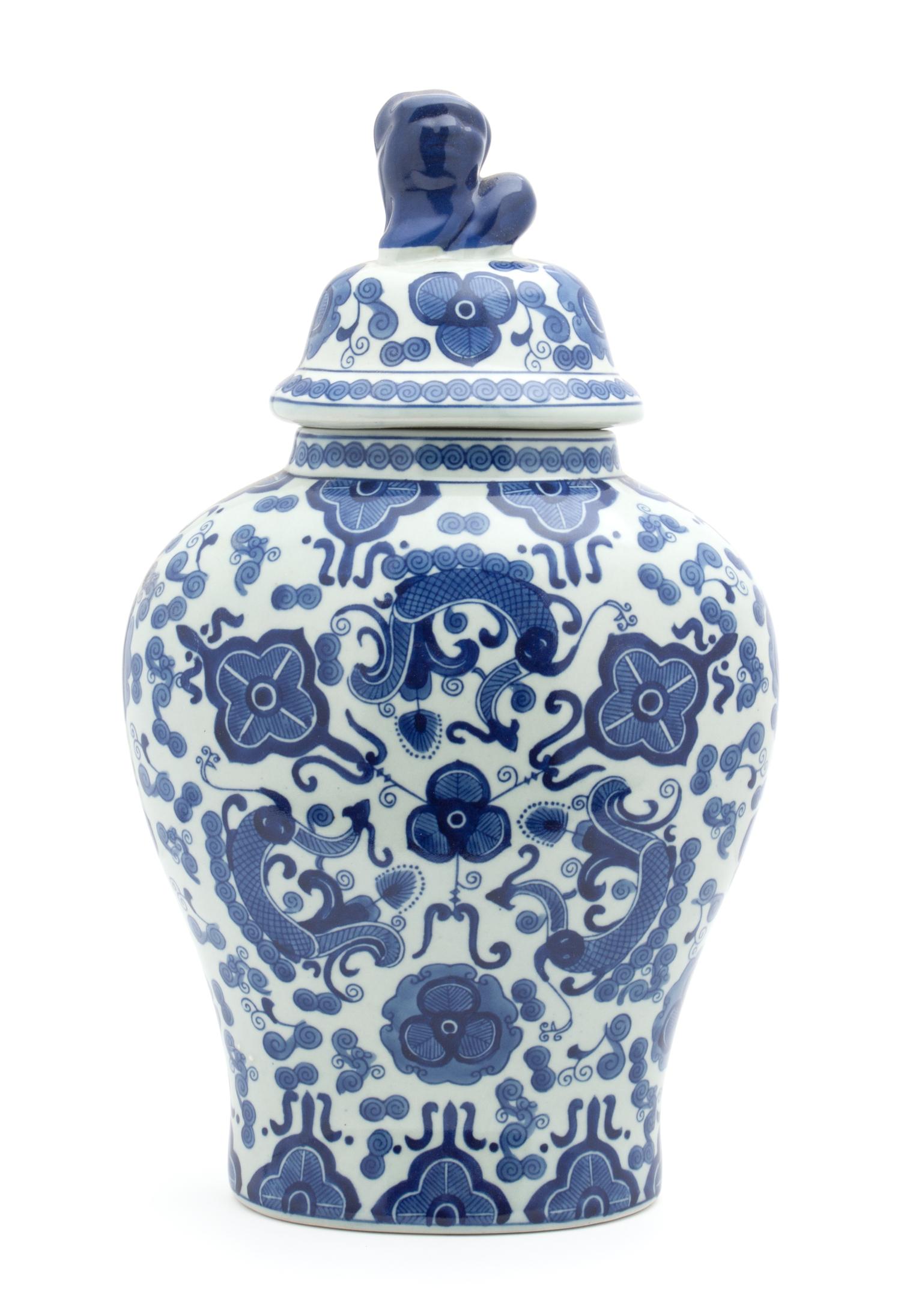 A Chinese Blue and White Ginger Jar Height 16 inches.