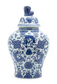 A Chinese Blue and White Ginger Jar Height 16 inches.