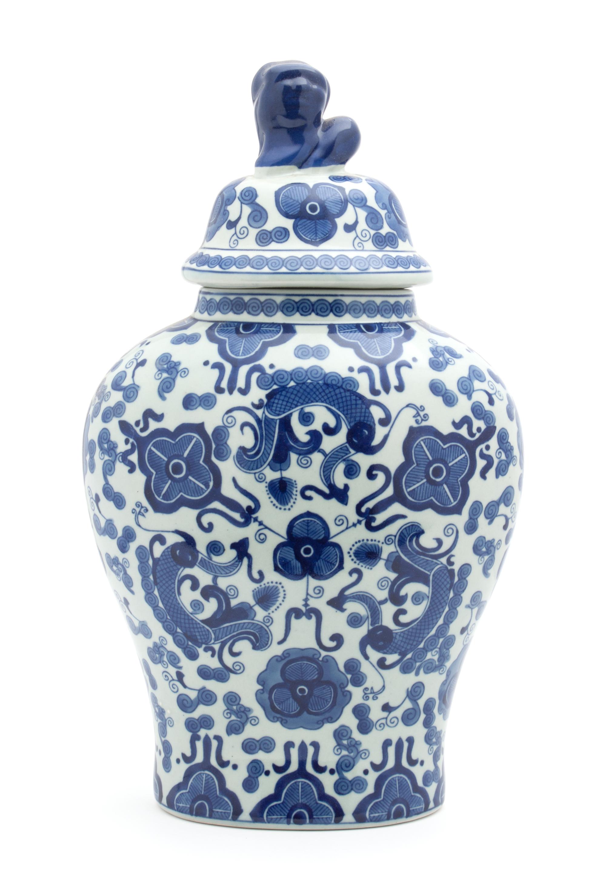 A Chinese Blue and White Ginger Jar Height 16 inches.
