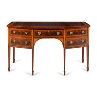 A George III Style Mahogany and Satinwood-Inlaid Sideboard