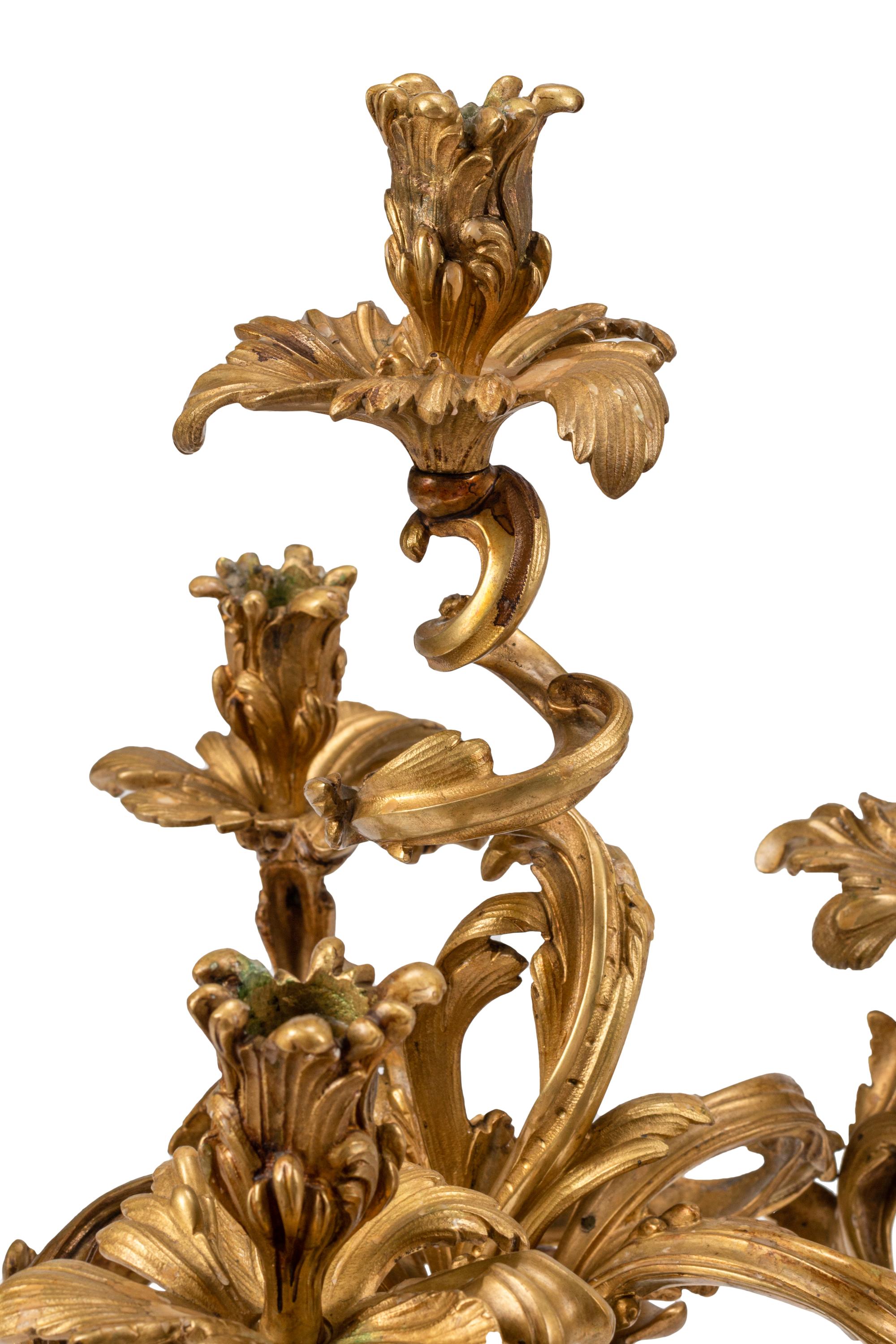 A Pair of Louis XV Style Gilt Bronze Candelabra