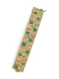 YELLOW GOLD, DIAMOND AND JADE BRACELET