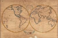 [WORLD]. ROBISON, Edward C. Manuscript double-hemisphere map of the world. 1831.