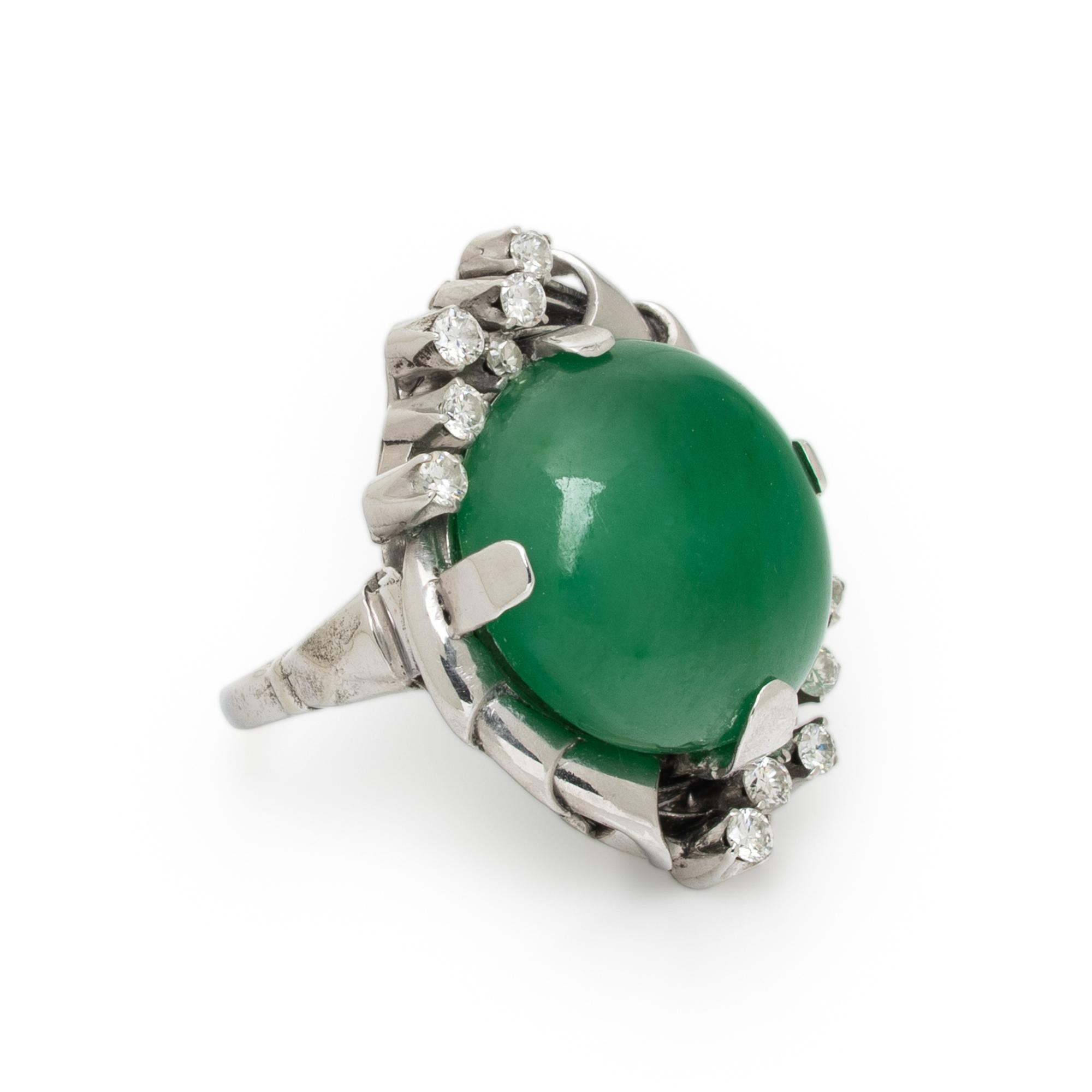 JADEITE JADE AND DIAMOND RING