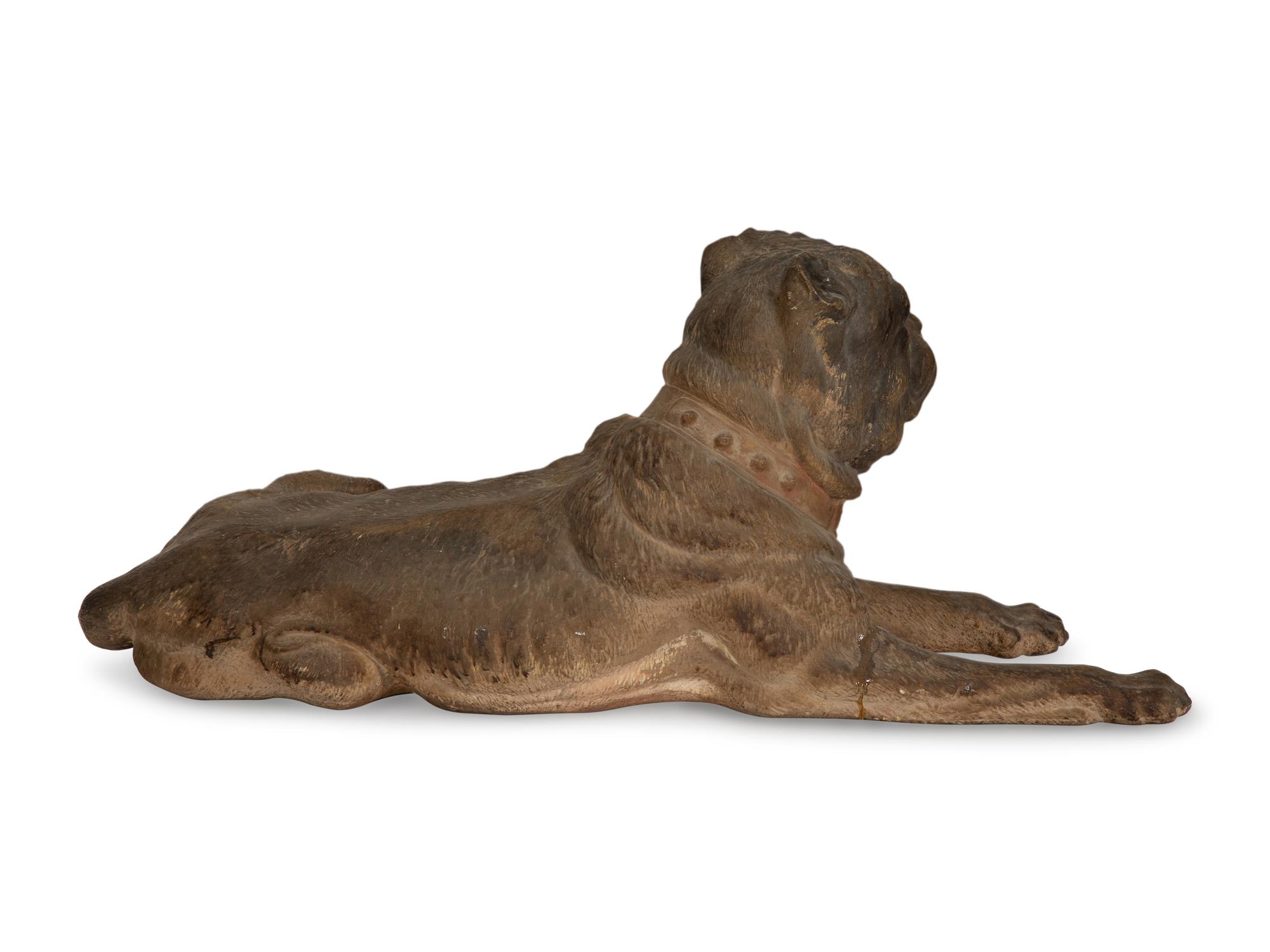 A Pair of English Painted Terracotta Pugs