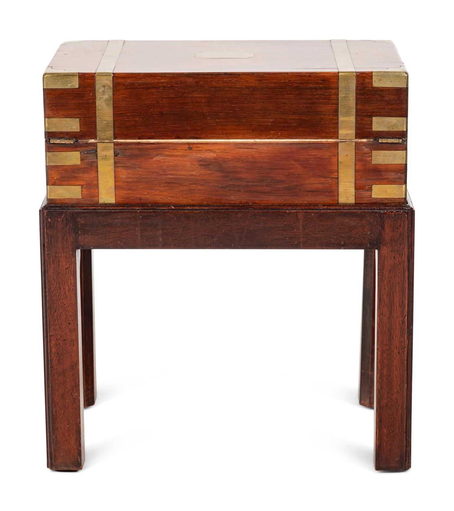 A George III Walnut Lap Desk on a Later Stand