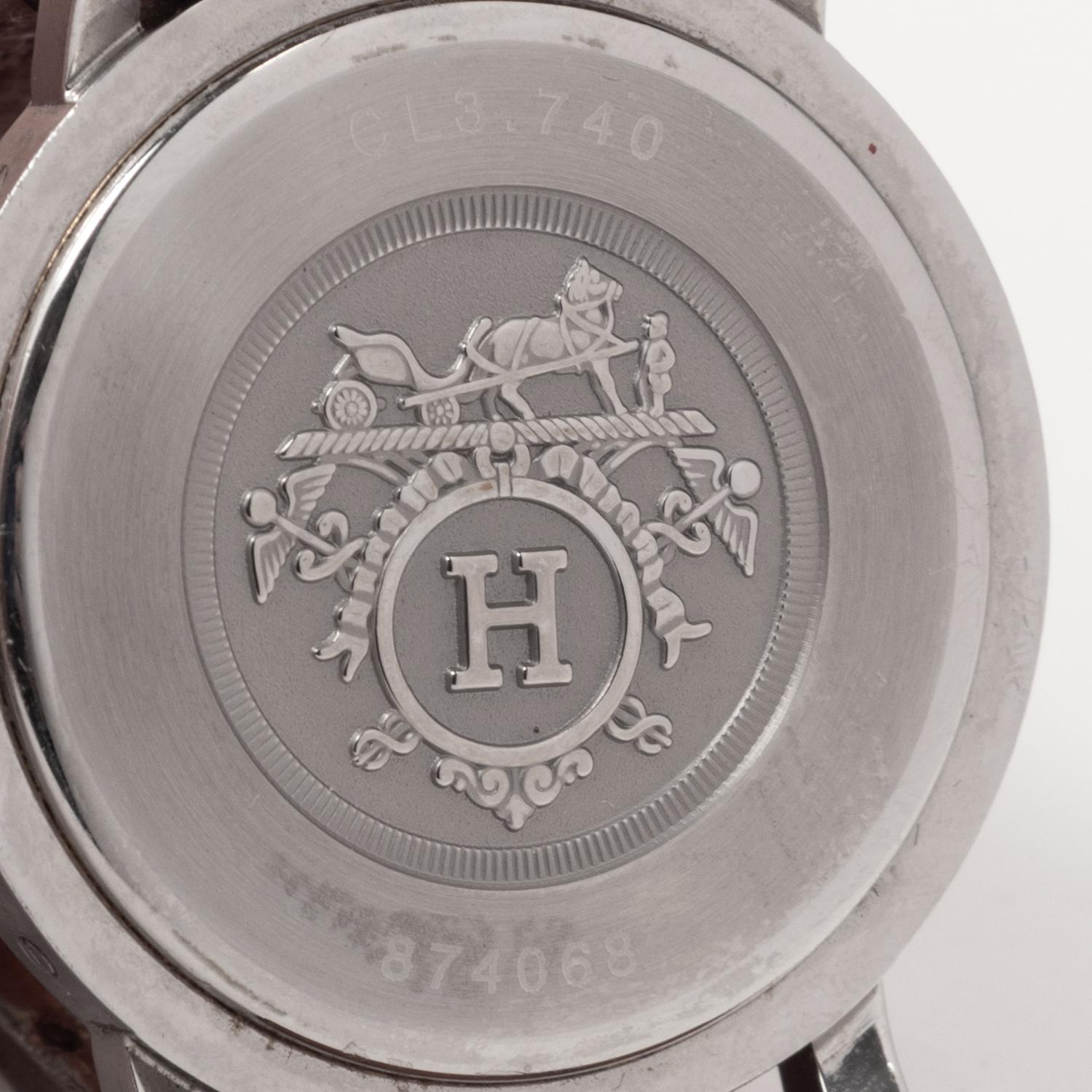 Hermès Ostrich Leather Men's Clipper Watch, 1998