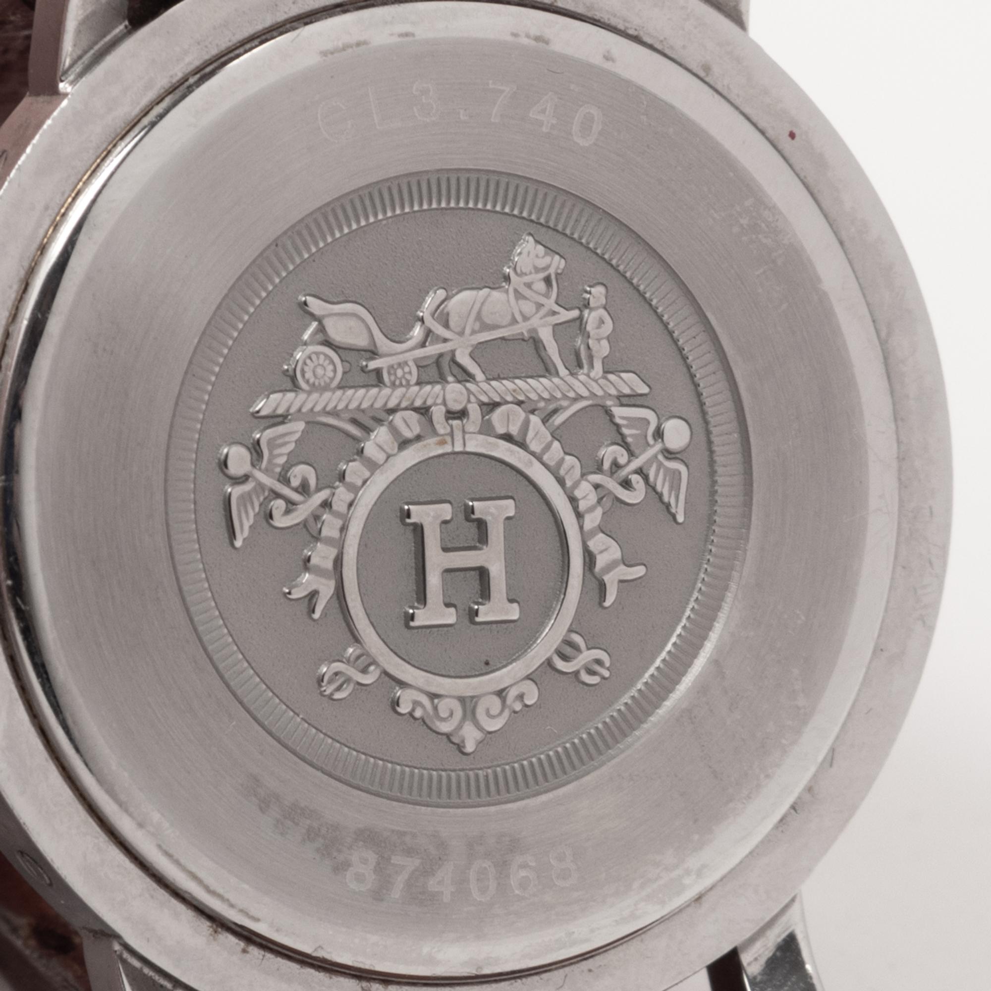 Hermès Ostrich Leather Men's Clipper Watch, 1998