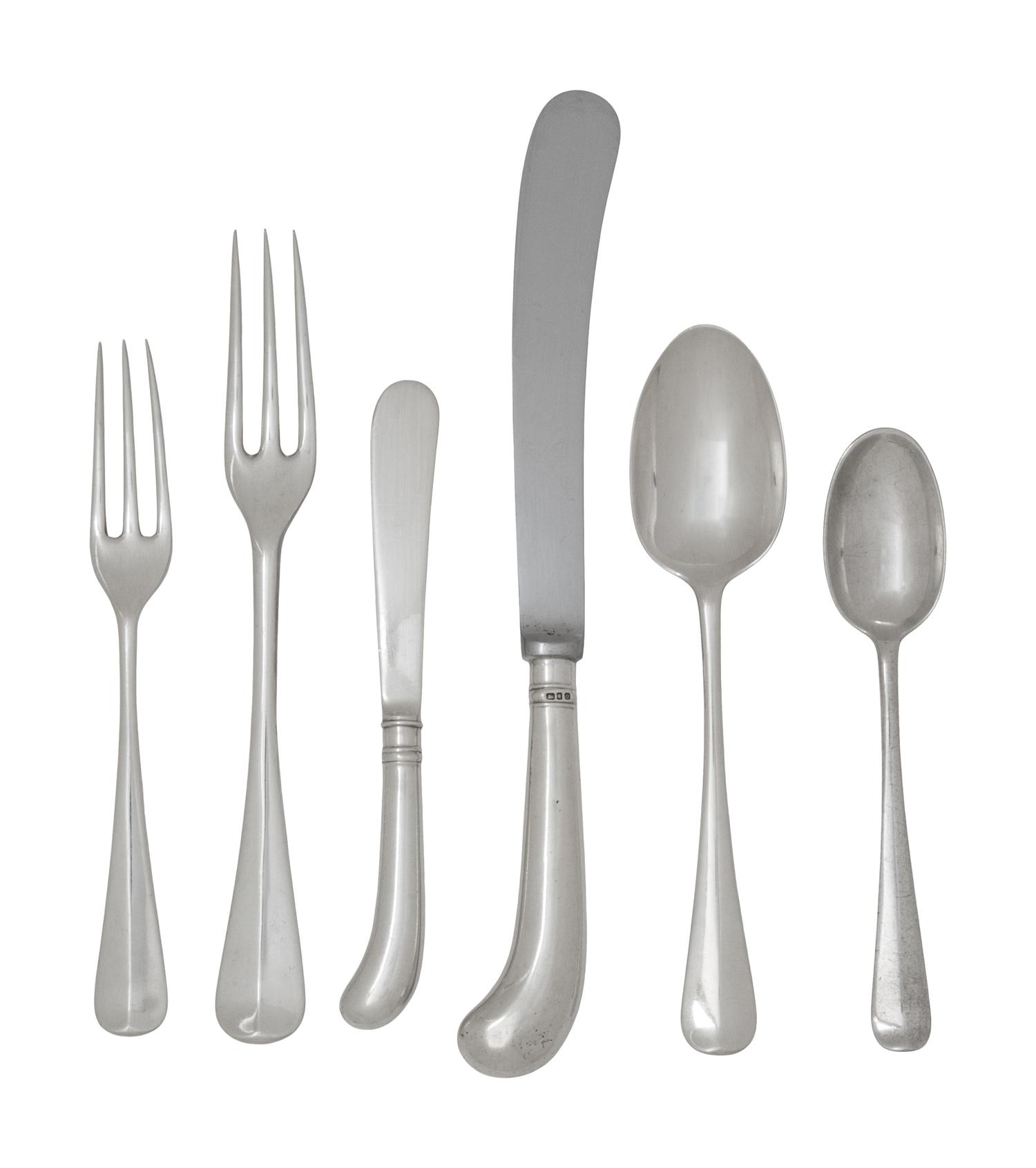 An English Silver Flatware Service