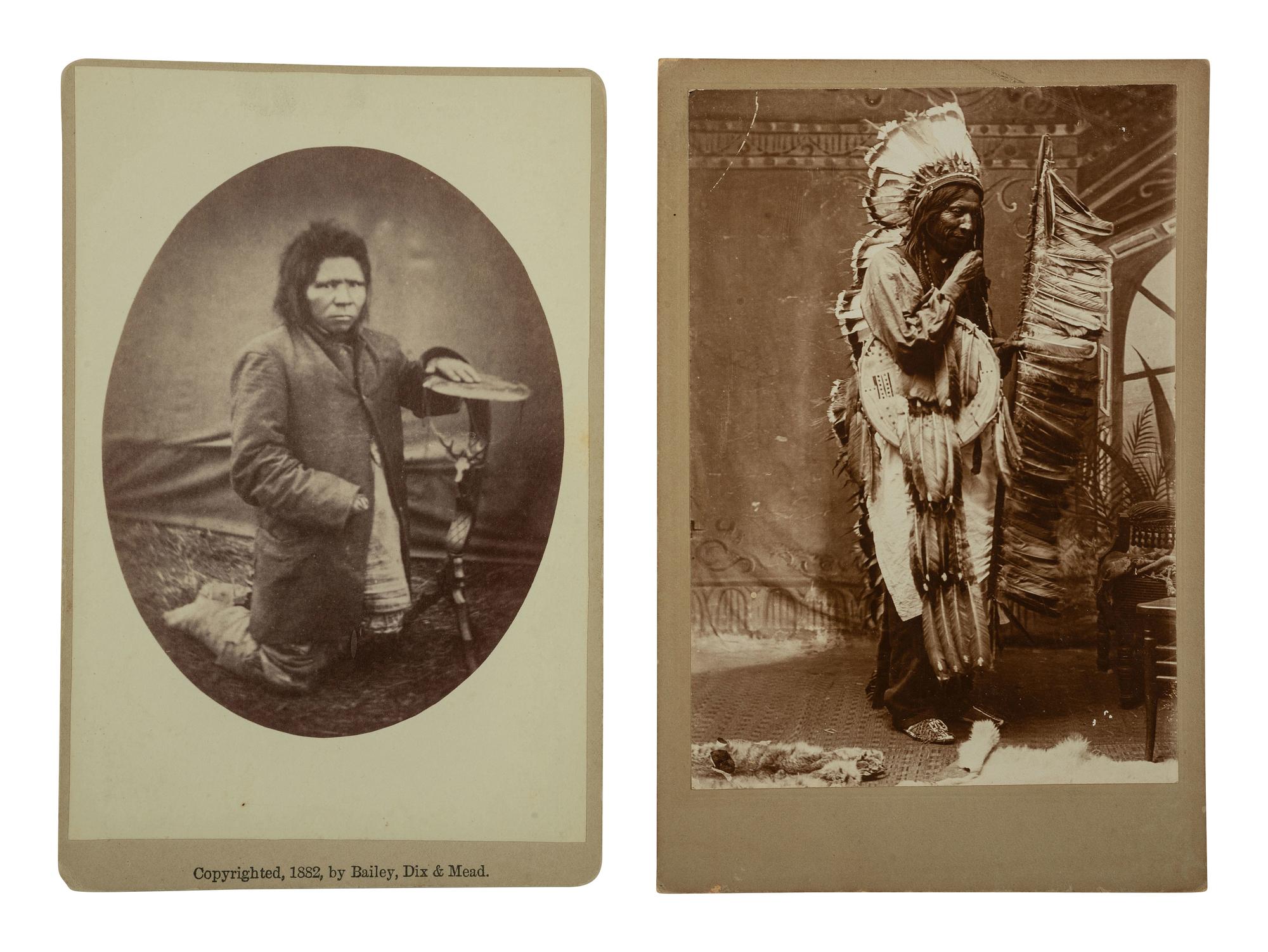 [NATIVE AMERICANS]. 3 cabinet cards highlighted by image of Osage Chiefs incl. Bigheart by Parsons.