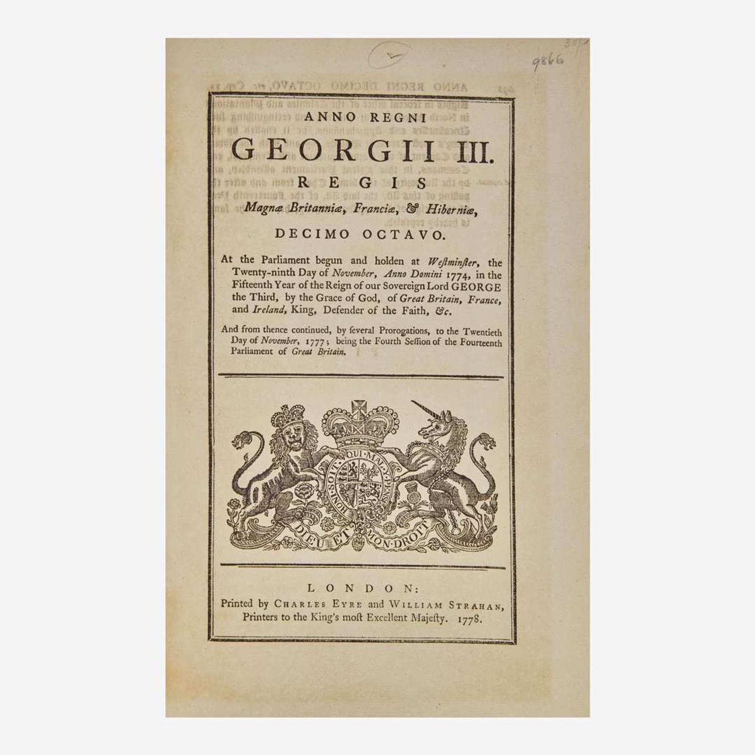 [American Revolution] [Taxation of Colonies Act] An Act for removing all Doubts and Apprehensions concerning Taxation by the Parliament...in any of the Colonies, Provinces, and Plantations in North America...and for repealing...a Duty on Tea...