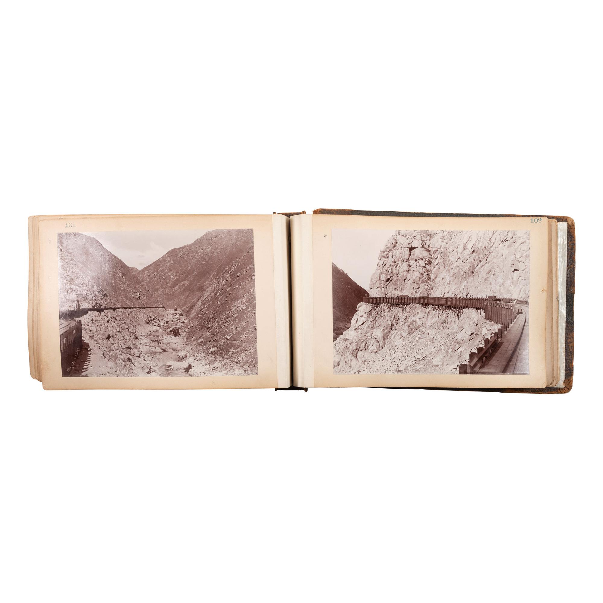 [CALIFORNIA]. Album showing the construction of the first water viaduct to Los Angeles. [Near Fort Tejon, CA]: N.p., 24 March-7 June 1896.