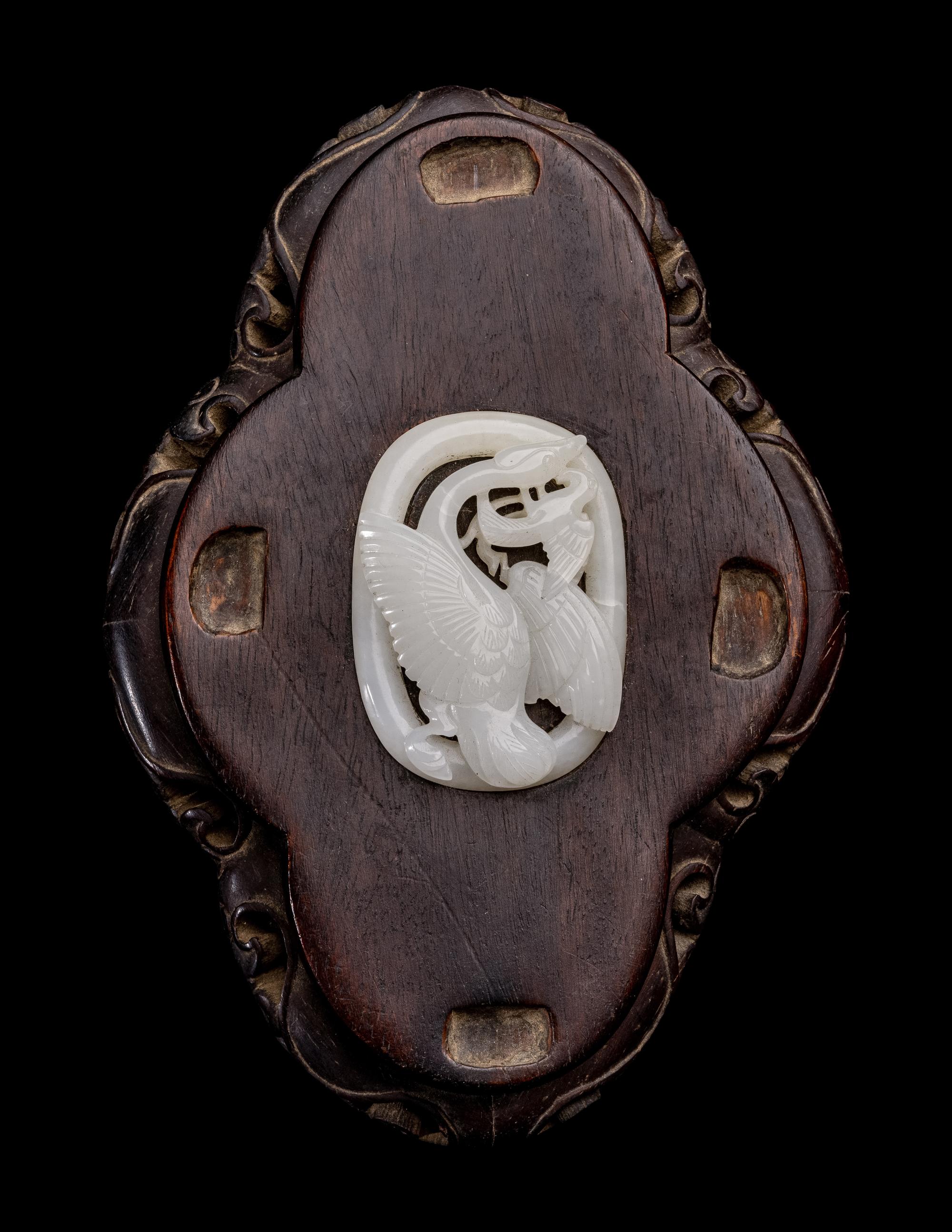 A Chinese White Jade 'Geese' Pendant