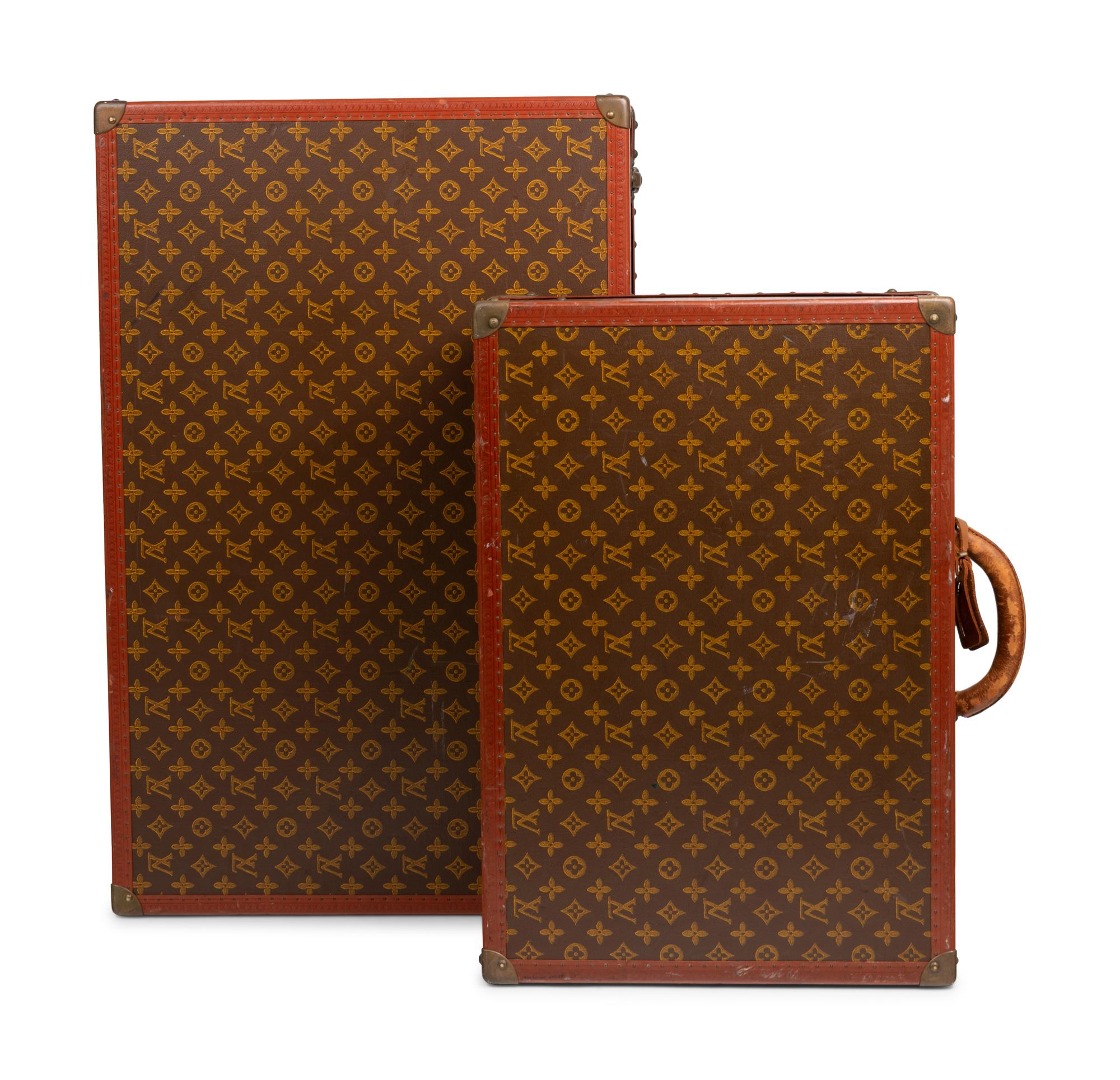 Two Louis Vuitton Alzer Suitcases, Mid 20th Century