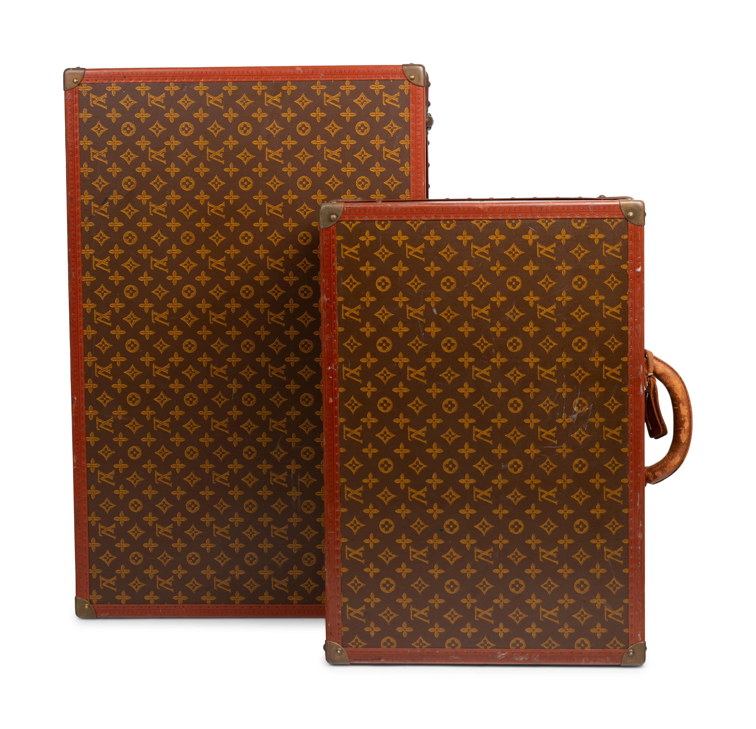 Two Louis Vuitton Alzer Suitcases, Mid 20th Century
