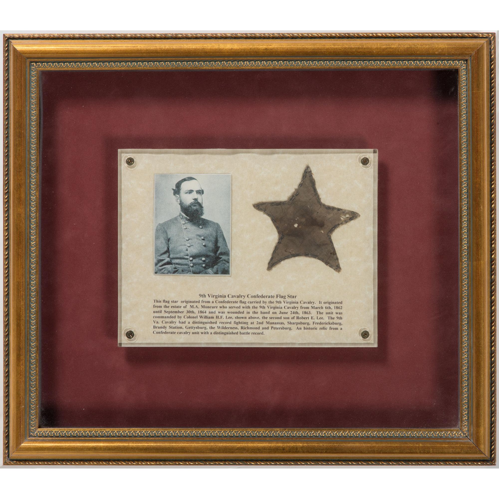 Confederate Souvenir Star from 9th Virginia Cavalry Flag