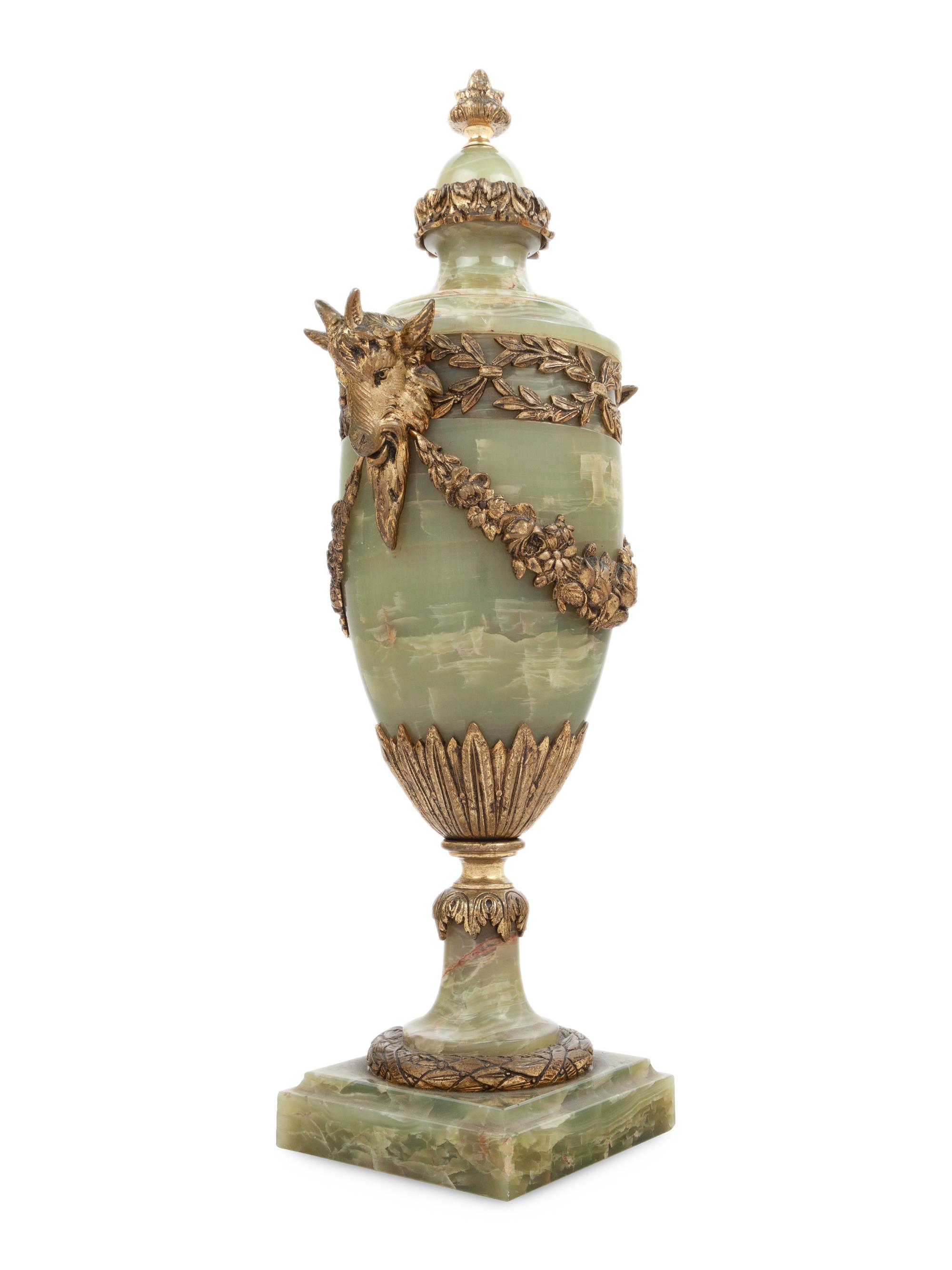 A Gilt Metal Mounted Onyx Urn