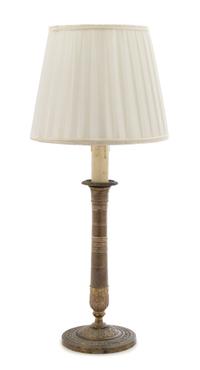 An Empire Style Gilt Metal Candlestick Height overall 18 inches. — 19TH CENTURY