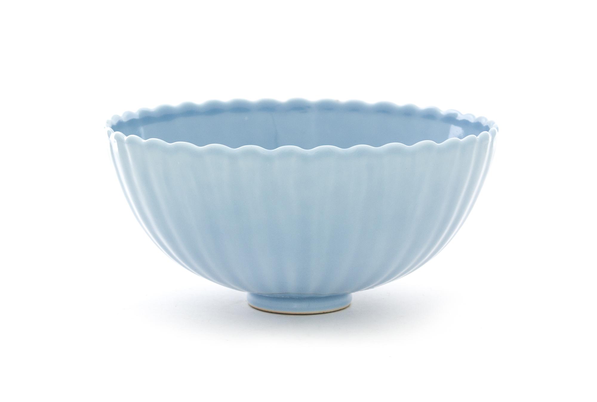 A Clair-de-Lune Glazed Porcelain Chrysanthemum Bowl Diameter 7 inches. — 18TH/19TH CENTURY