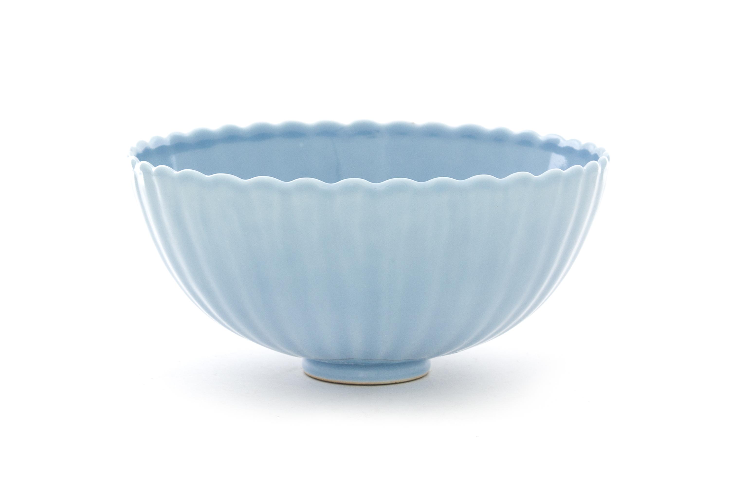 A Clair-de-Lune Glazed Porcelain Chrysanthemum Bowl Diameter 7 inches. — 18TH/19TH CENTURY