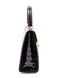Gucci Black Patent Alligator Front Lock Handbag