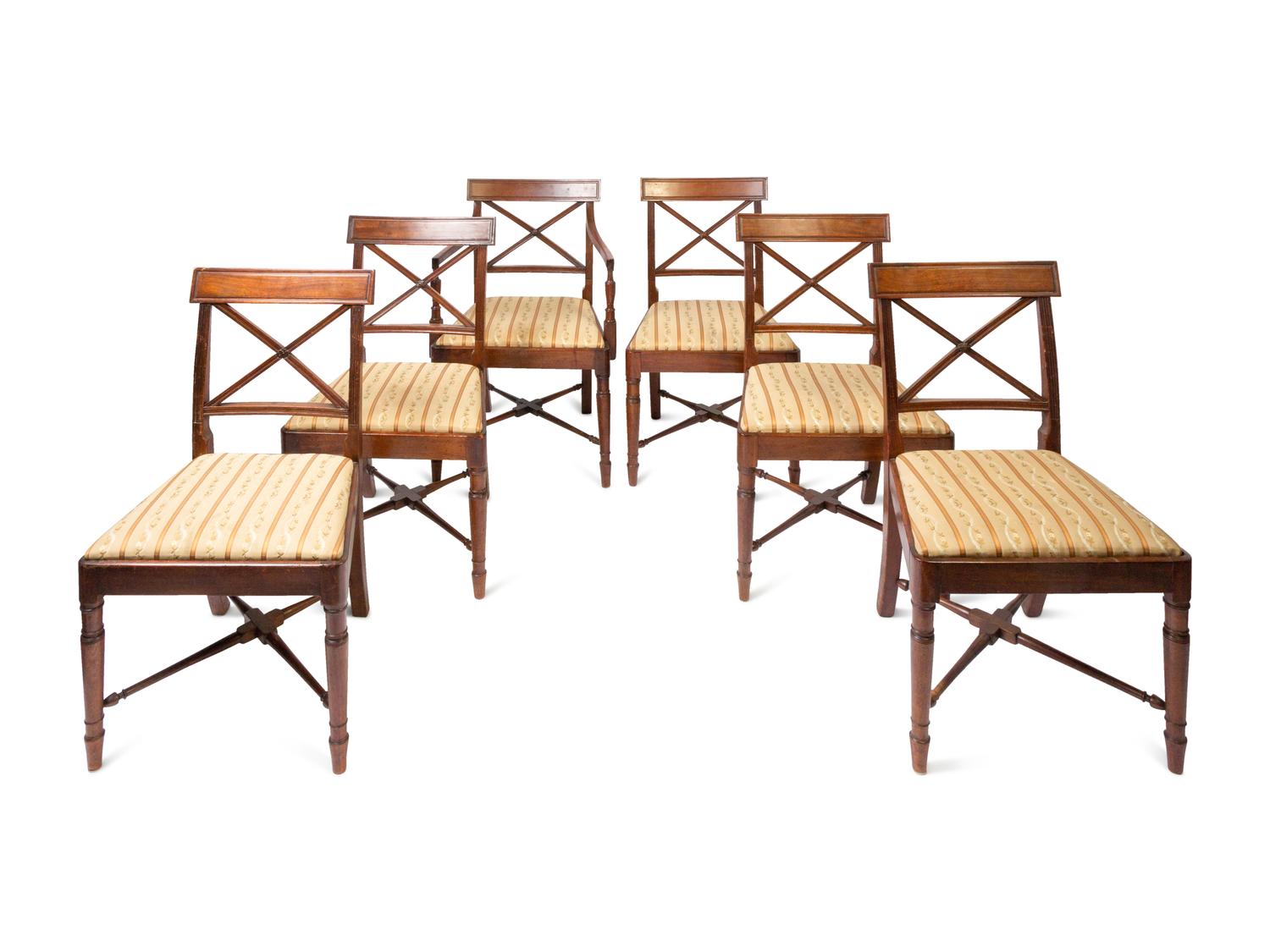 A Set of Six Regency Mahogany Dining Chairs