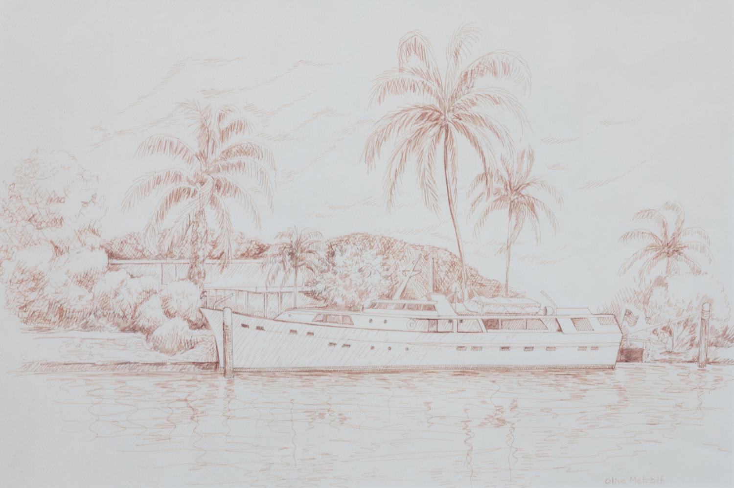 Olive Metcalf, (20th century), Boat in the Tropics
