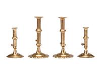Two Pairs of English Brass Adjustable Candlesticks