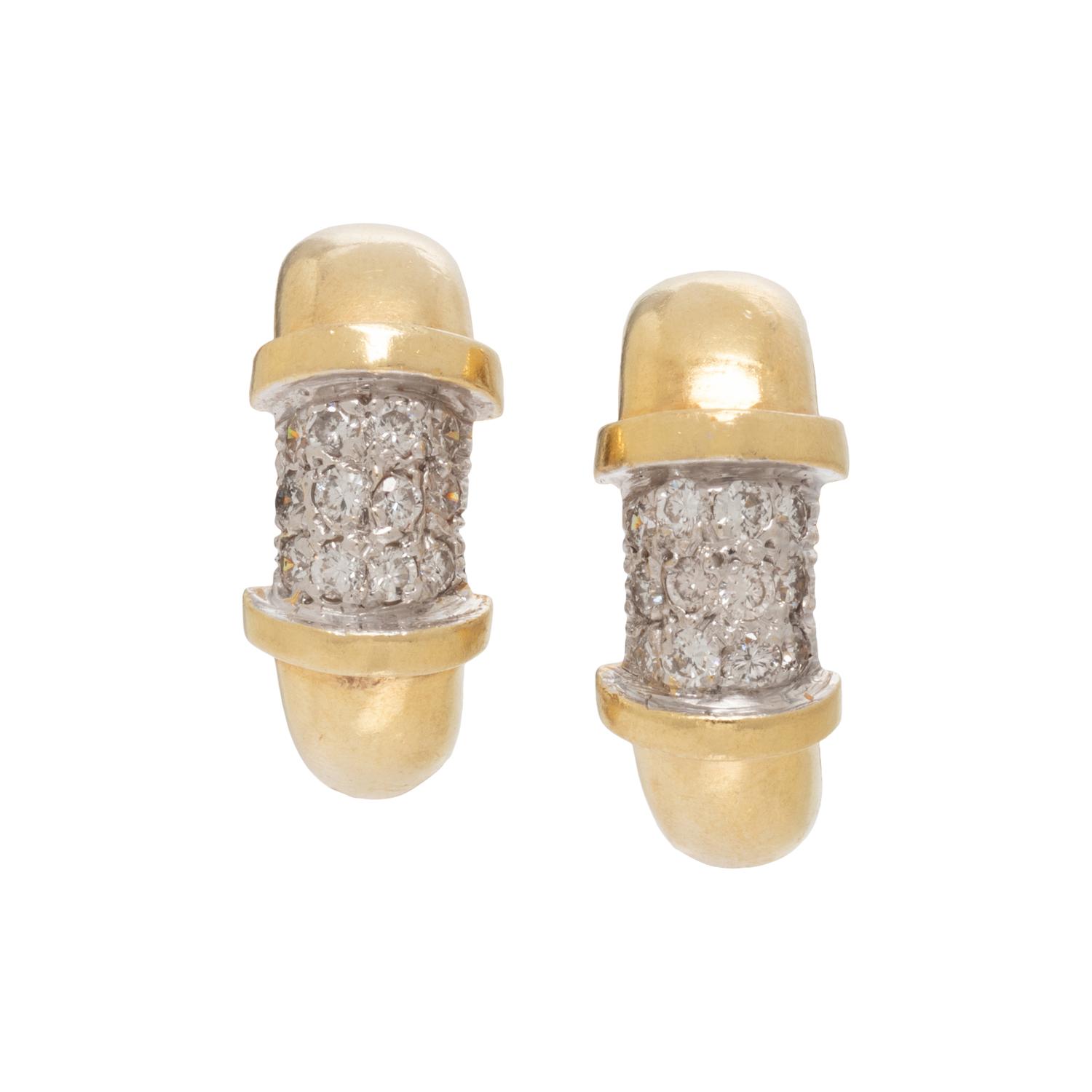 DIAMOND AND BICOLOR GOLD CLIP EARRINGS