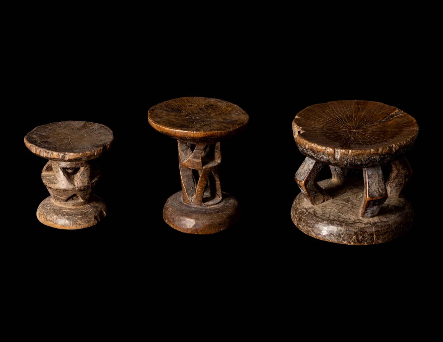 Three Tonga Wood Stools