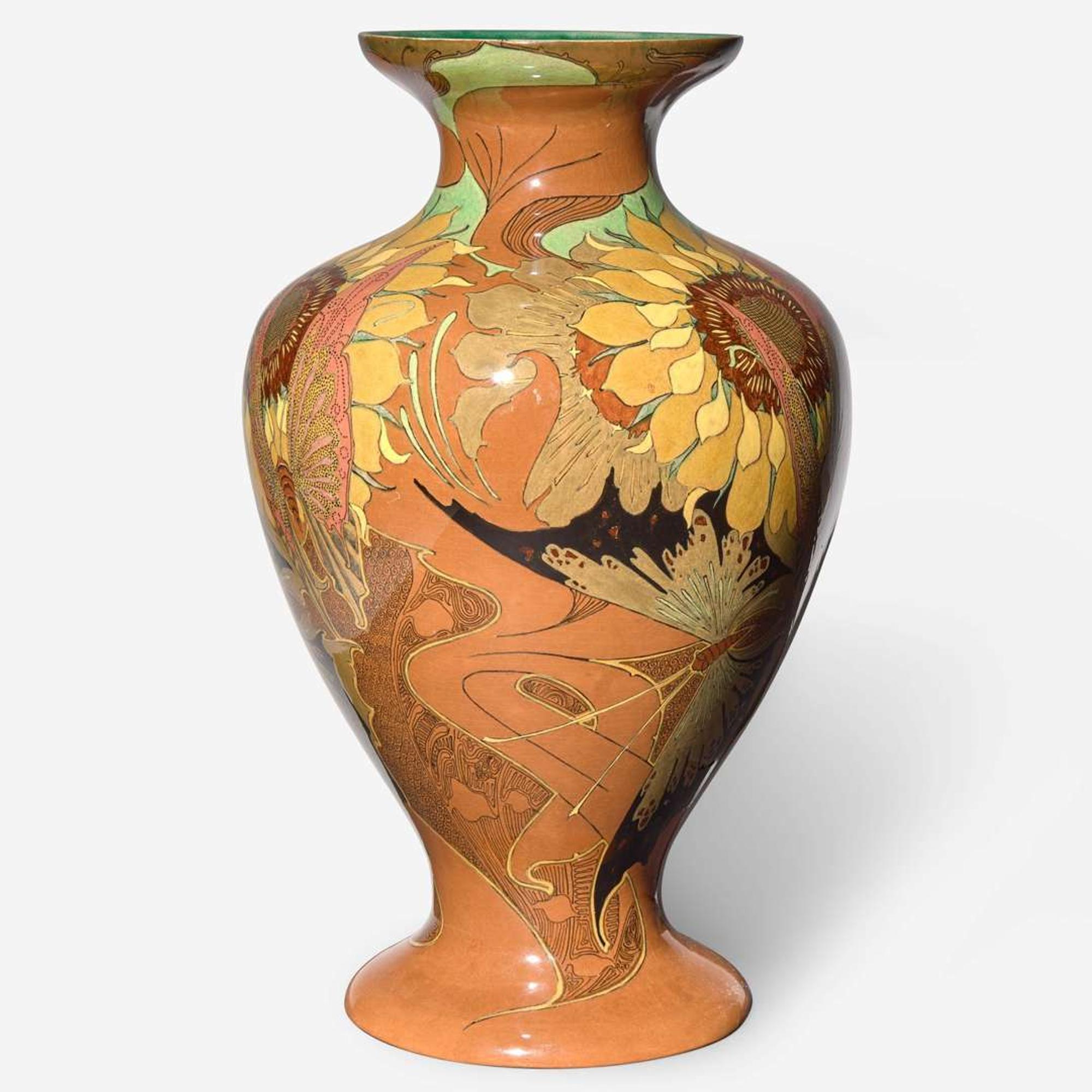 A large Art Nouveau glazed earthenware vase Rozenburg Plateelfabriek (1883-1917), The Hague, Netherlands, 1899