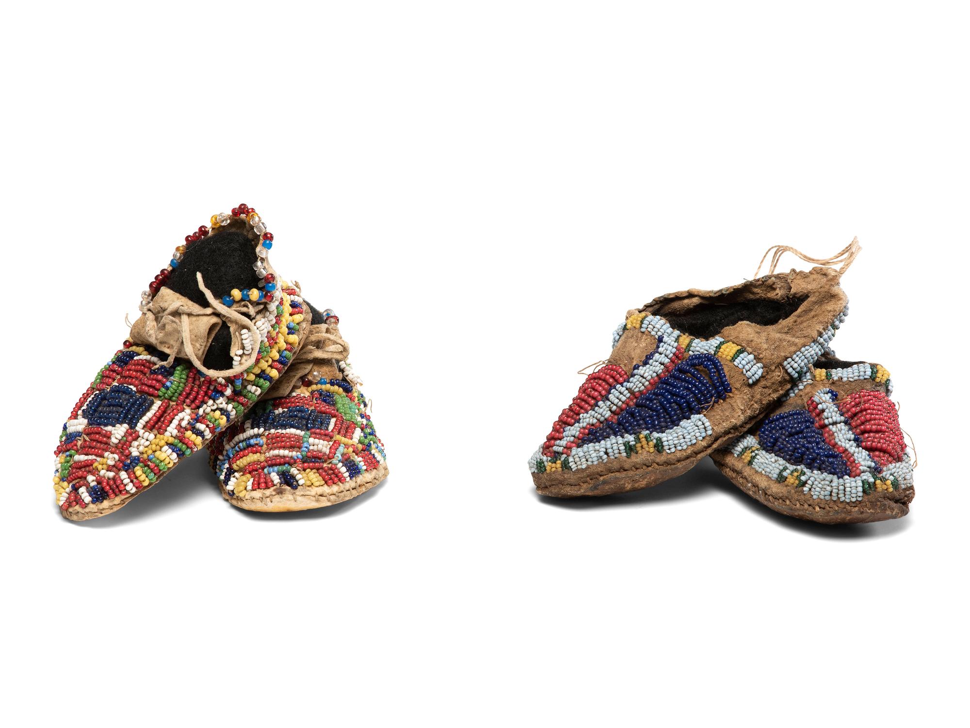 Sioux Child's Beaded Hide Moccasins