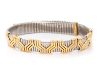 BVLGARI, STAINLESS STEEL AND YELLOW GOLD COLLAR NECKLACE