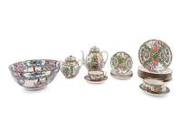 A Collection of Twenty-Two Chinese Rose Medallion Porcelain Wares