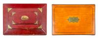 Two Regency Brass Inlaid Sewing Boxes Larger example: height 4 3/8 x width 11 x depth 8 inches. — 19TH CENTURY