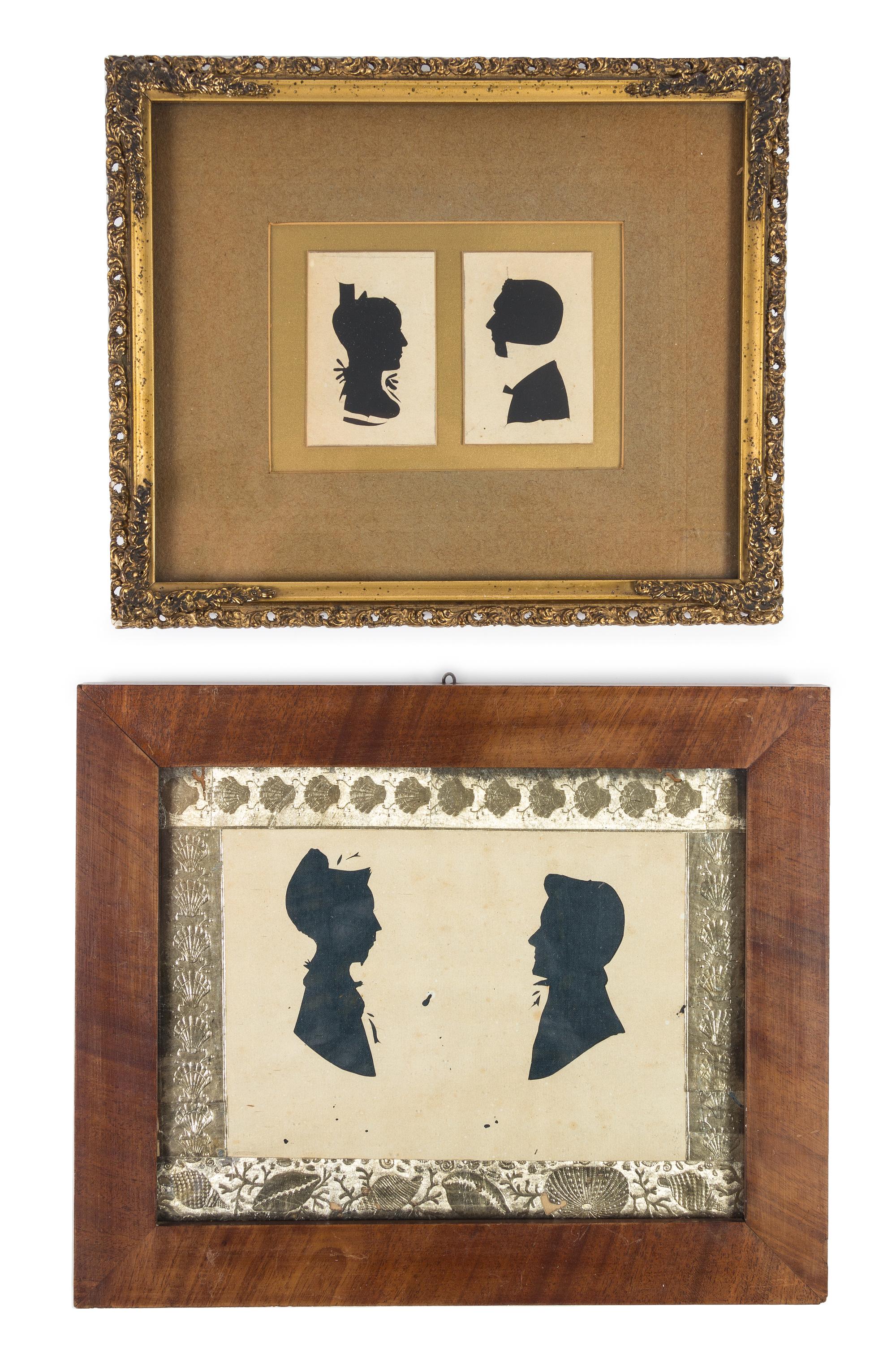 Two Silhouettes of Couples First: Height 5 x width 7 1/4 inches. — 18TH/19TH CENTURY