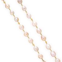 BAROQUE PINK CULTURED PEARL AND YELLOW GOLD NECKLACE