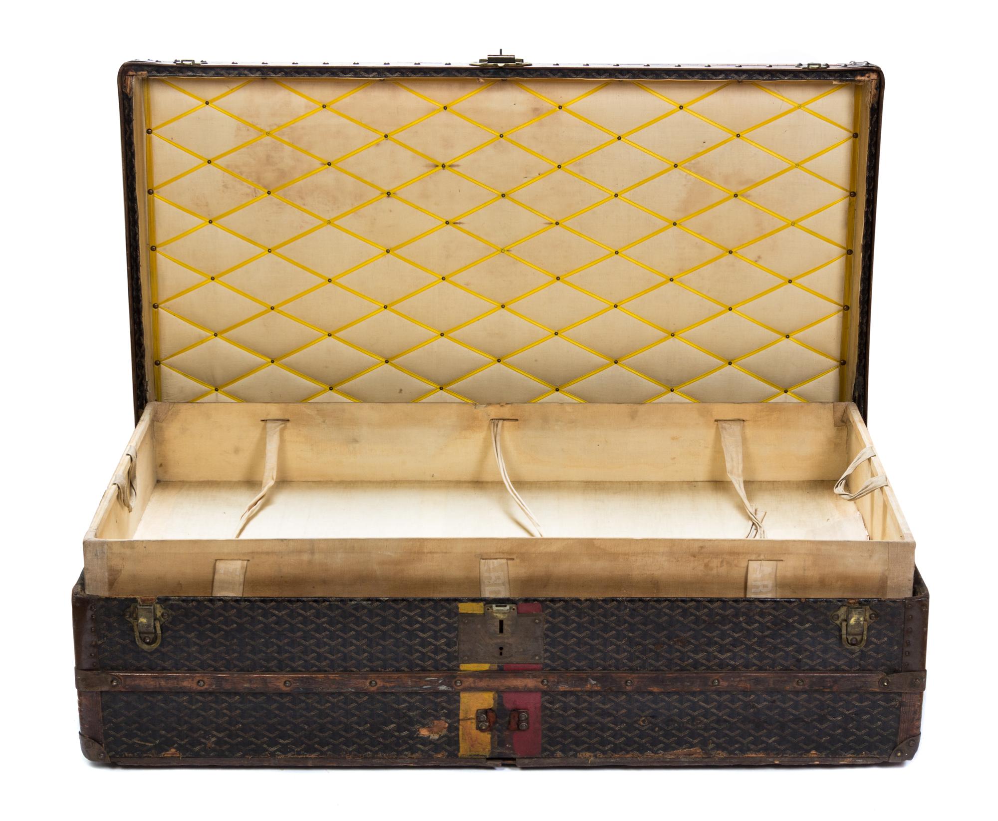 A Goyard Steamer Trunk, 44 1/2 x 22 1/4 x 13 inches.