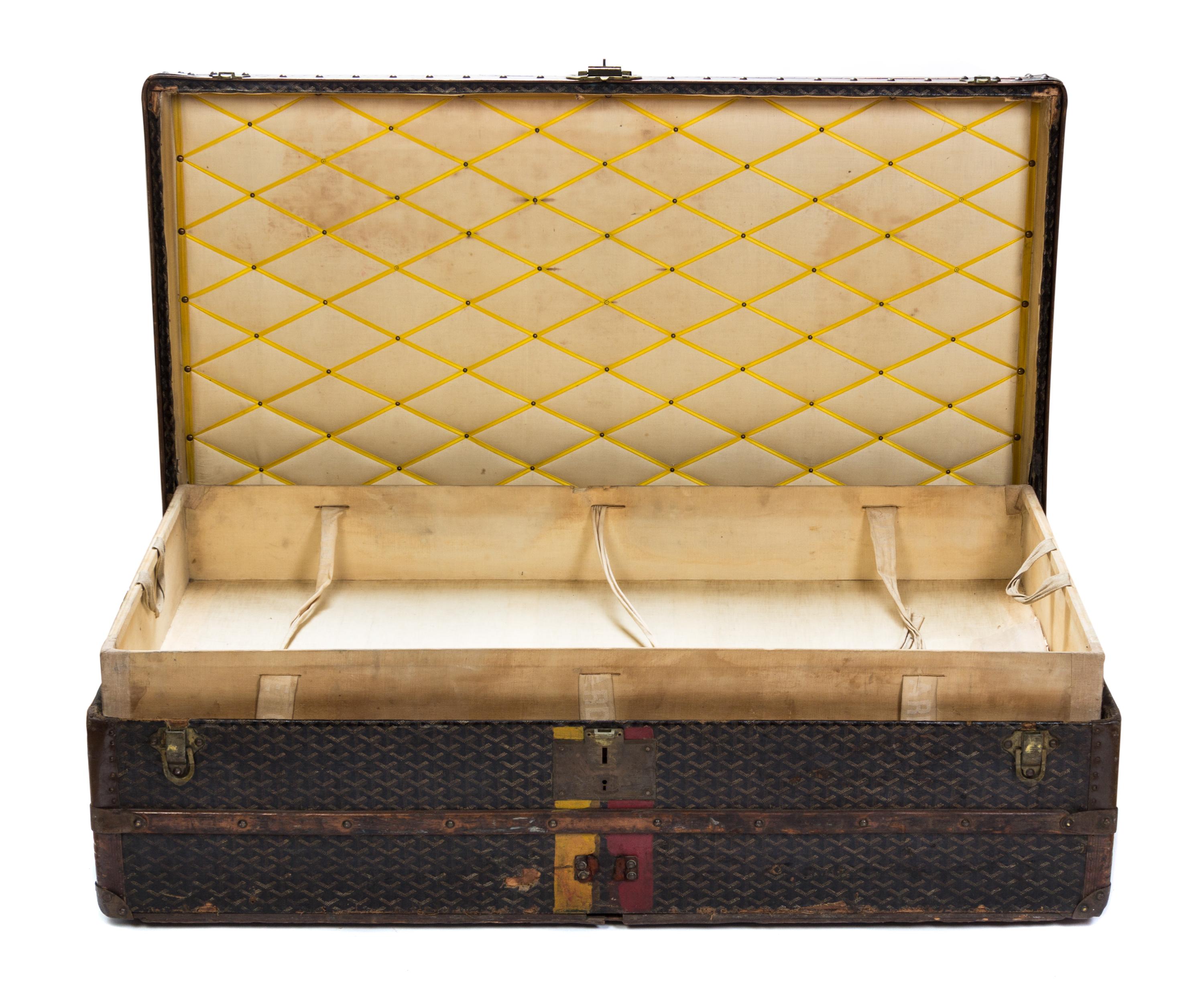 A Goyard Steamer Trunk, 44 1/2 x 22 1/4 x 13 inches.