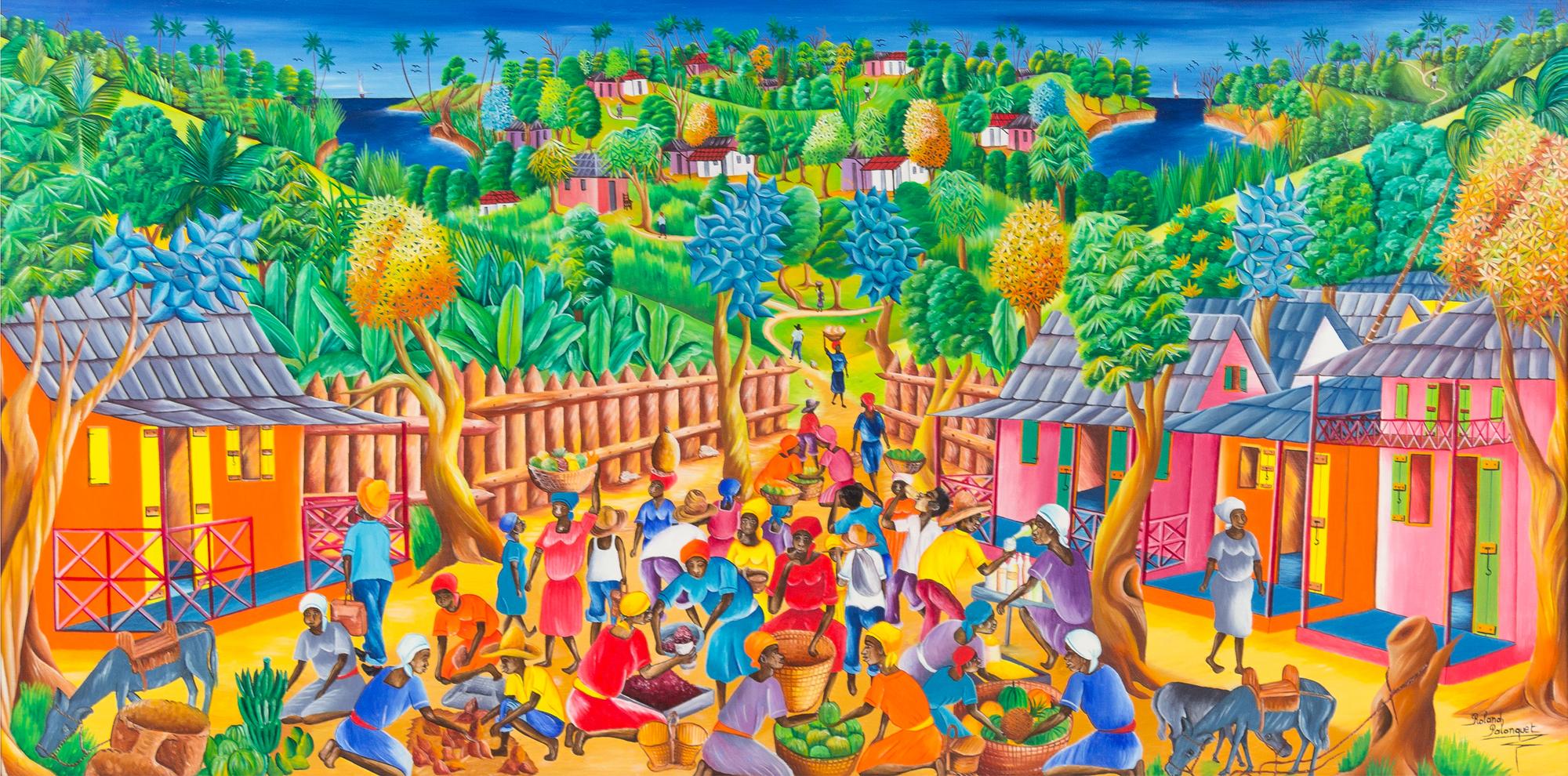 Roland Palanquet, (Haitian, 20th century), Market Day in the Village