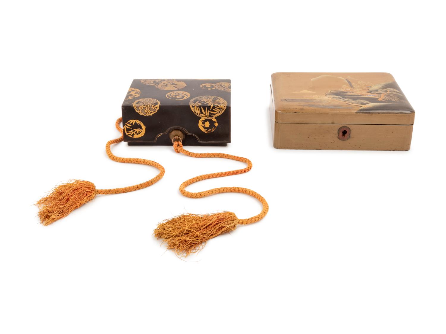 Two Japanese Lacquer Covered Boxes