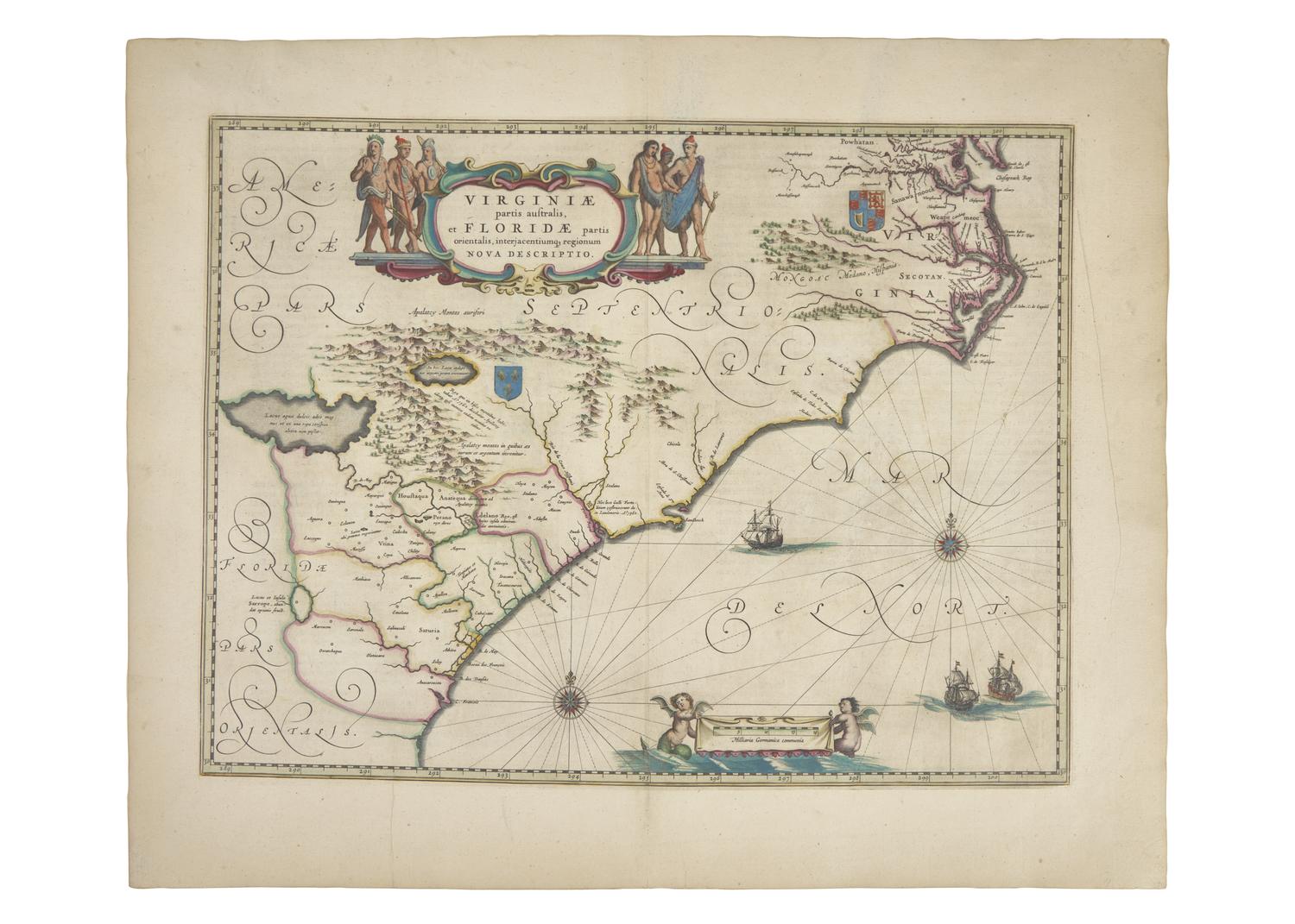 [Maps & Atlases] (Blaeu, Willem). Virginiae partis australis et Floridae partis orientalis, interjacentiumq regionum nova descriptio
